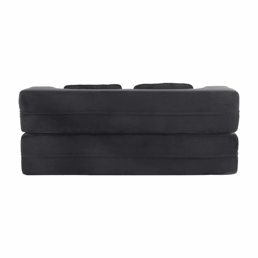 Sofá-cama de 2 lugares - moderno, com 4 almofadas, colchão dobrável de espuma de alta densidade - preto