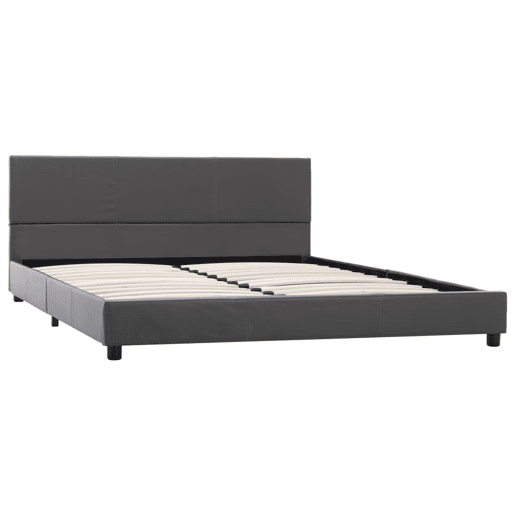 Estrutura De Cama De Casal Moderno - 160x200 cm couro artificial cinzento