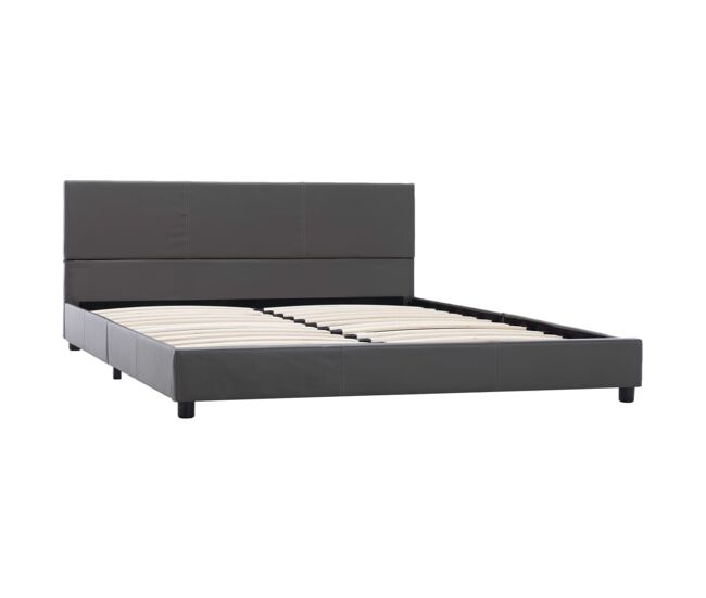 Estructura de cama doble matrimonial de cuero sintético gris 160x200 cm
