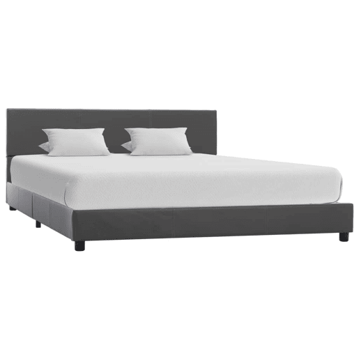 Estrutura De Cama De Casal Moderno - 160x200 cm couro artificial cinzento