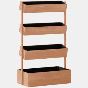 Outsunny Canteiro de Madeira de 4 Níveis Canteiro Elevado Exterior com Orifícios de Drenagem e Tecido Não Tecido Macetero para Cultivos Plantas Flores para Terraço Jardim, 85x45x140 cm Castanho
