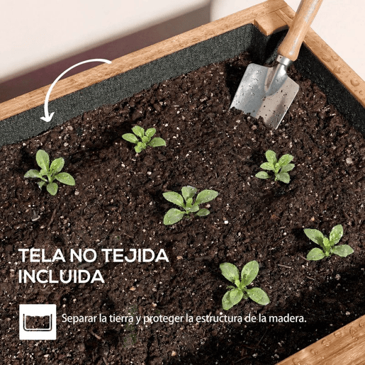 Outsunny Canteiro de Madeira de 4 Níveis Canteiro Elevado Exterior com Orifícios de Drenagem e Tecido Não Tecido Macetero para Cultivos Plantas Flores para Terraço Jardim, 85x45x140 cm Castanho