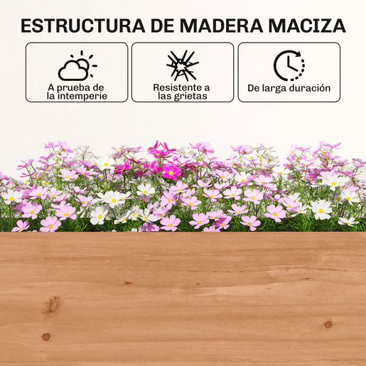 Outsunny Canteiro de Madeira de 4 Níveis Canteiro Elevado Exterior com Orifícios de Drenagem e Tecido Não Tecido Macetero para Cultivos Plantas Flores para Terraço Jardim, 85x45x140 cm Castanho