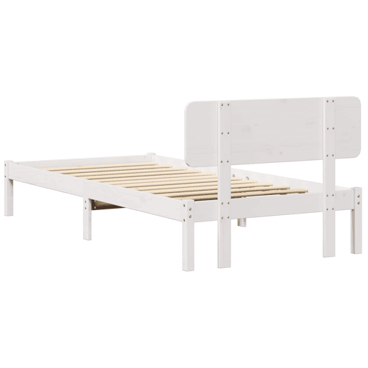 Estrutura de cama de solteiro para adultos - Branco 75 x 190 cm Madeira de Pinheiro Sólida