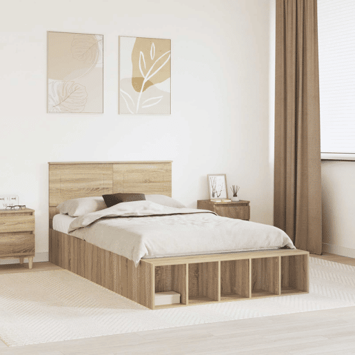 Estrutura da Cama de casal simple com prateleira Carvalho Sonoma 120 x 200 cm