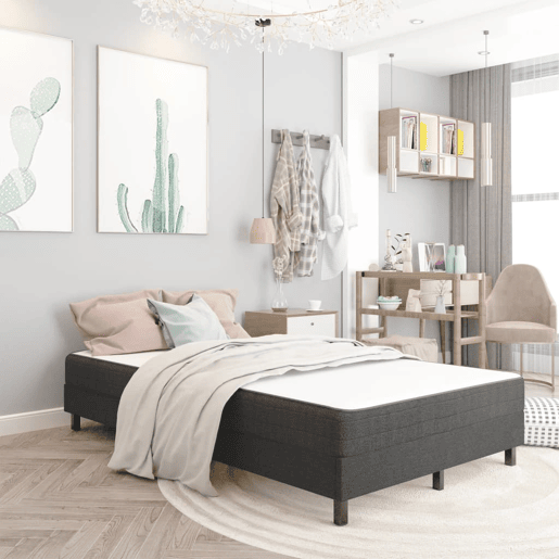 Cama de casal simple boxspring 120x200 cm tecido cinzento