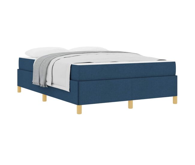 Estructura de cama doble matrimonial con colchón azul 140 x 190 cm tela
