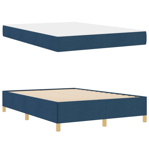 Estrutura da Cama de casal moderno com colchão - Azul 140 x 190 cm tecido
