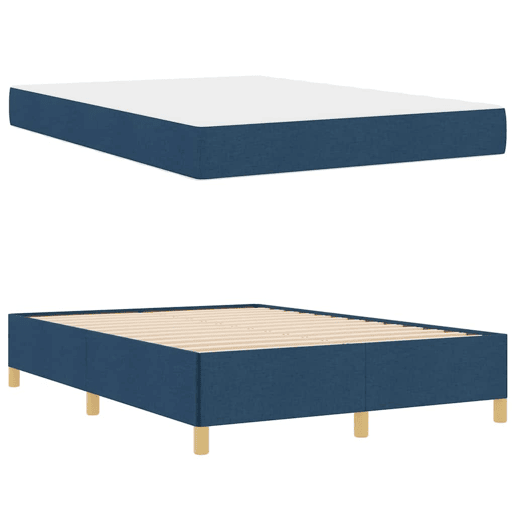 Estrutura da Cama de casal moderno com colchão - Azul 140 x 190 cm tecido