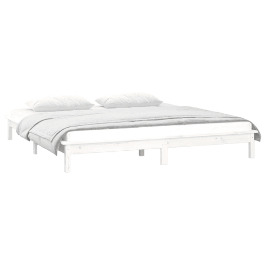Estrutura de Cama de casal simple c LED casal 135x190 cm madeira maciça branco