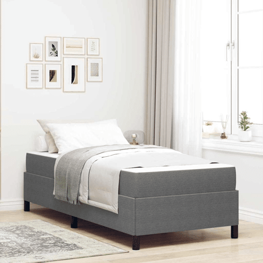 Estrutura de cama de solteiro Design com colchão Cinzento-claro 80 x 200 cm tecido