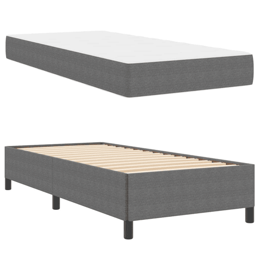 Estrutura de cama de solteiro Design com colchão Cinzento-claro 80 x 200 cm tecido
