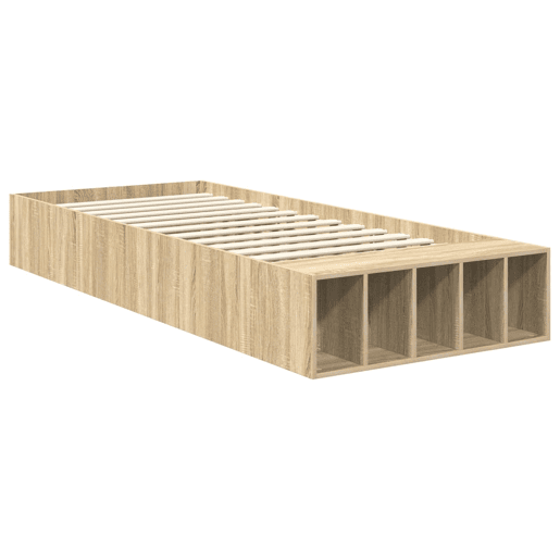 Estrutura de cama de solteiro para adultos com prateleira Carvalho Sonoma 75 x 190 cm