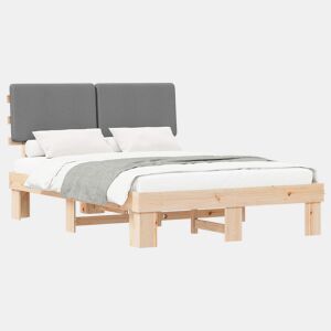 Estrutura de Cama de casal moderno com Cabeceira Estofada Cinzento-claro