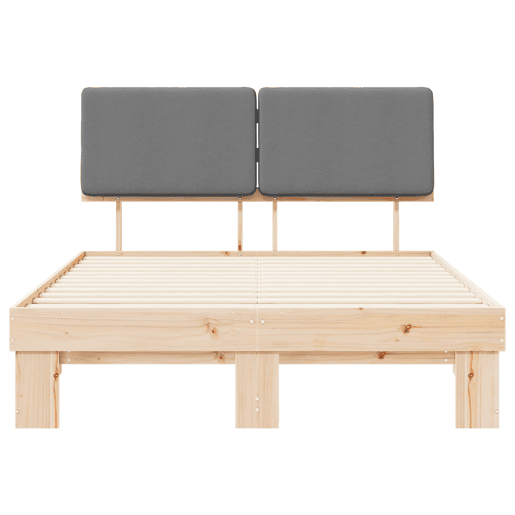 Estrutura de Cama de casal moderno com Cabeceira Estofada Cinzento-claro