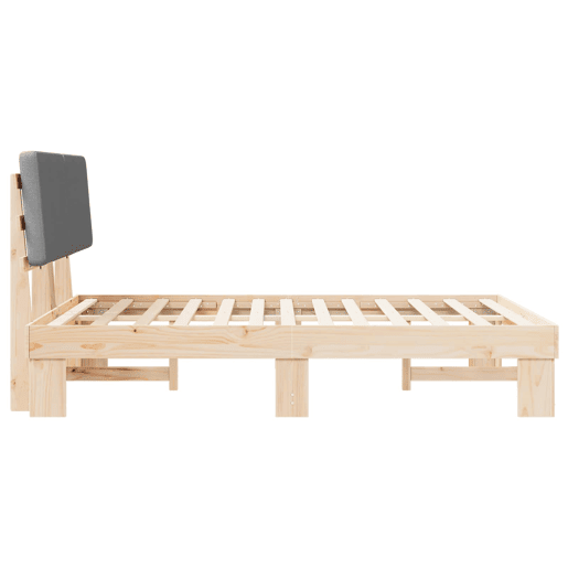Estrutura de Cama de casal moderno com Cabeceira Estofada Cinzento-claro
