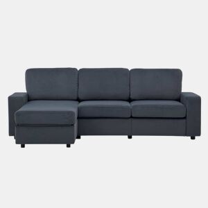 Sofá de canto de 3 lugares - multifuncional, com 4 compartimentos de arrumação, chaise longue, confortável - cinzento escuro