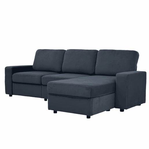 Sofá de canto de 3 lugares - multifuncional, com 4 compartimentos de arrumação, chaise longue, confortável - cinzento escuro