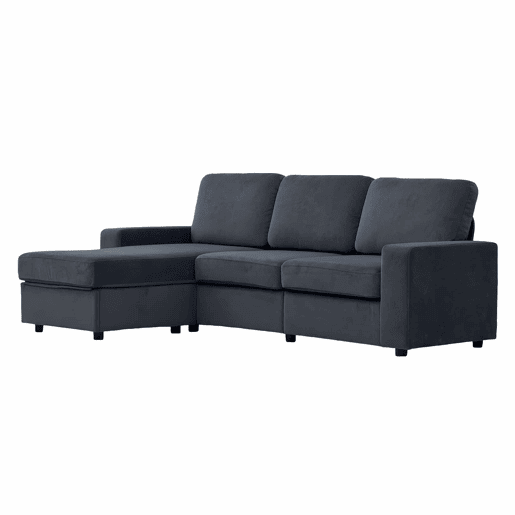Sofá de canto de 3 lugares - multifuncional, com 4 compartimentos de arrumação, chaise longue, confortável - cinzento escuro