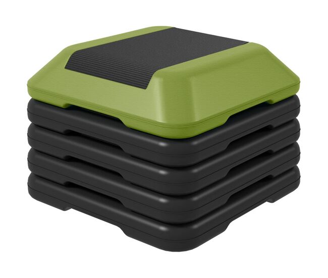 Sportnow step de aeróbic step para fitness stepper antideslizante con altura ajustable de 10/15/20/25/30 cm carga 150 kg para entrenamiento en casa gimnasio verde