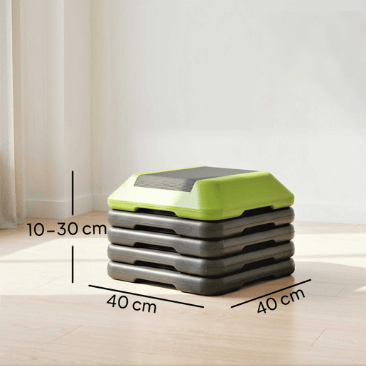 SPORTNOW Step de Aeróbica Step Fitness Antiderrapante com Altura Ajustável de 1015202530 cm Carga Máxima de 150 kg Verde