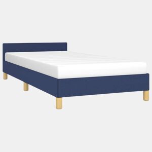 Estrutura de cama de solteiro para adultos c cabeceira 100x200 cm tecido azul