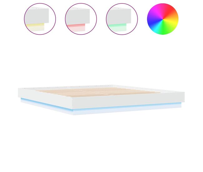 Estructura de cama doble matrimonial - con luces led blanco 200x200 cm