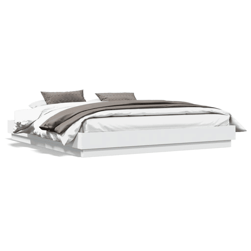 Estrutura de Cama de casal moderno com luzes LED 200x200 cm branco