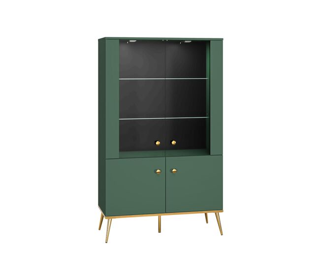 Vitrina fort 92x40x152 verde, dorado
