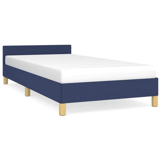 Estrutura de cama de solteiro para adultos c cabeceira tecido 90x200 cm azul