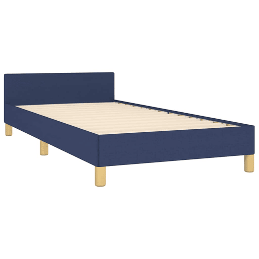 Estrutura de cama de solteiro para adultos c cabeceira tecido 90x200 cm azul