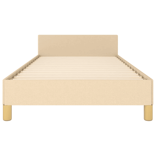 Estrutura de cama de solteiro para adultos c cabeceira tecido 90x190 cm creme