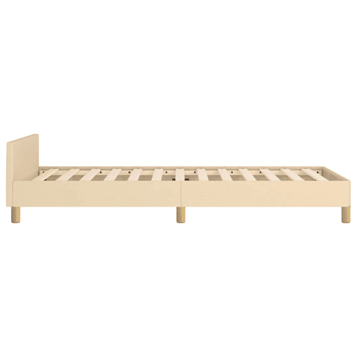 Estrutura de cama de solteiro para adultos c cabeceira tecido 90x190 cm creme