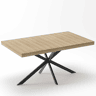 Mesa de jantar extensível 140-180 cm - estilo retro, arrumação oculta, placa central em relevo - Natural
