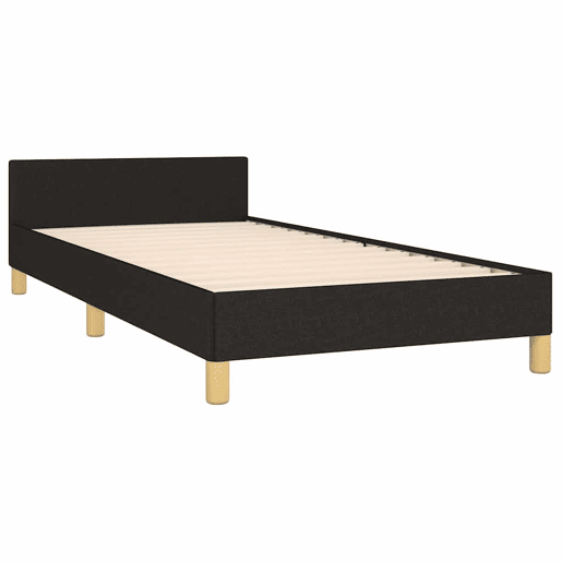 Estrutura de cama de solteiro para adultos c cabeceira tecido 80x200 cm preto