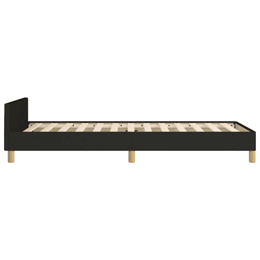 Estrutura de cama de solteiro para adultos c cabeceira tecido 80x200 cm preto
