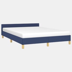 Estrutura Cama de casal para adultos c cabeceira sem colchão 140x200 cm tecido azul