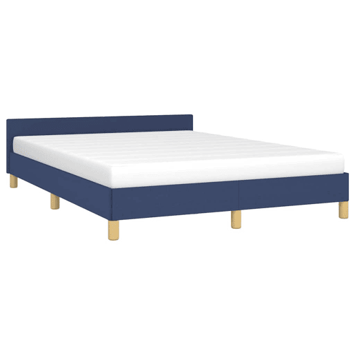 Estrutura Cama de casal para adultos c cabeceira sem colchão 140x200 cm tecido azul