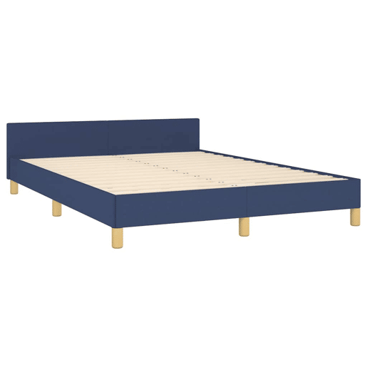 Estrutura Cama de casal para adultos c cabeceira sem colchão 140x200 cm tecido azul