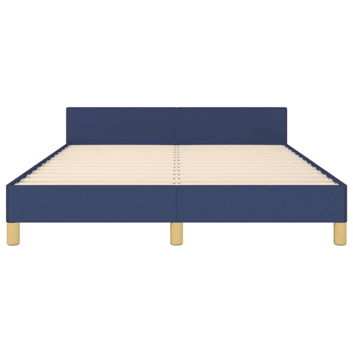 Estrutura Cama de casal para adultos c cabeceira sem colchão 140x200 cm tecido azul
