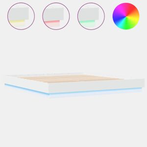 Estrutura de Cama de casal simple com luzes LED 180x200 cm branco