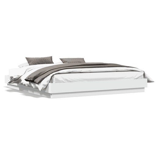 Estrutura de Cama de casal simple com luzes LED 180x200 cm branco
