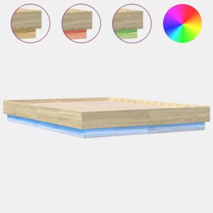 Estrutura de Cama de casal moderno com luzes LED 120x190 cm carvalho sonoma