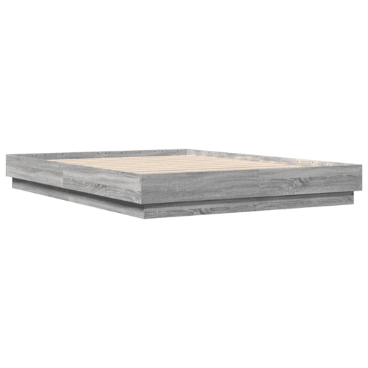 Estrutura de Cama de casal moderno com luzes LED 120x200 cm cinzento sonoma