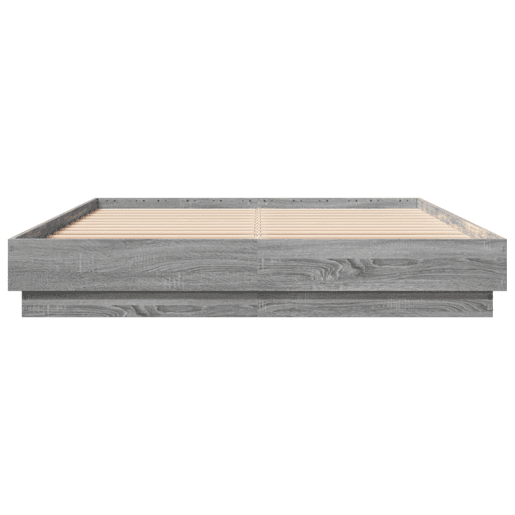 Estrutura de Cama de casal moderno com luzes LED 120x200 cm cinzento sonoma