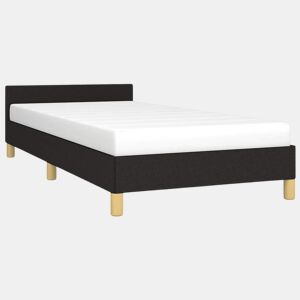 Estrutura de cama de solteiro para adultos c cabeceira tecido 90x200 cm preto