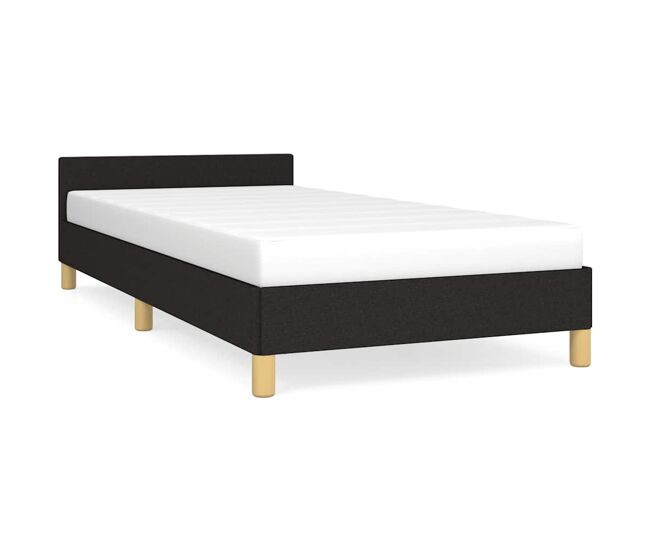 Estructura de cama individual para adultos con cabecero tela negro 90x200cm