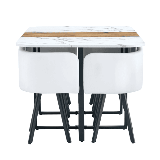 Conjunto de mesa de jantar para 4-6 pessoas - extensÃvel e cadeiras dobráveis - branco e preto Conjunto de mesa de jantar para 4-6 pessoas - extensÃvel e cadeiras dobráveis - branco e preto