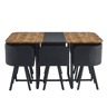 Conjunto de sala de jantar para 4-6 pessoas - Mesa extensível e cadeiras dobráveis - Madeira natural e preto