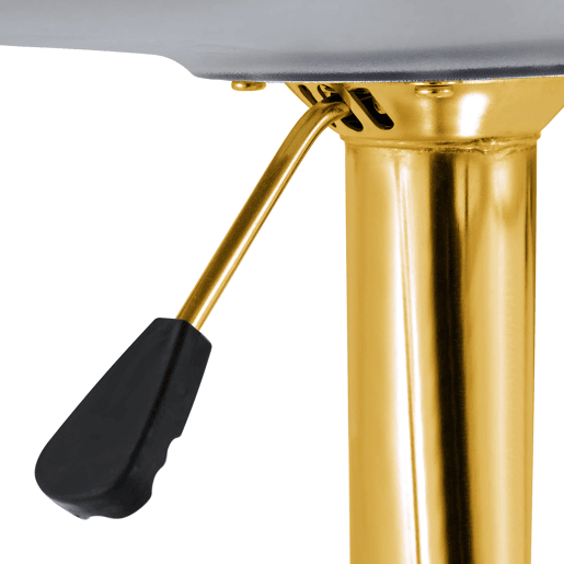 Conjunto Bar - Mesa de vidro de 89 cm + 2 bancos com pernas douradas - ajustável e giratório - Transparente